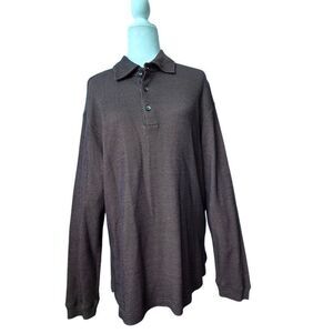 Axis Men’s Polo Shirt Long Sleeve Silk Cotton Collar SZ M